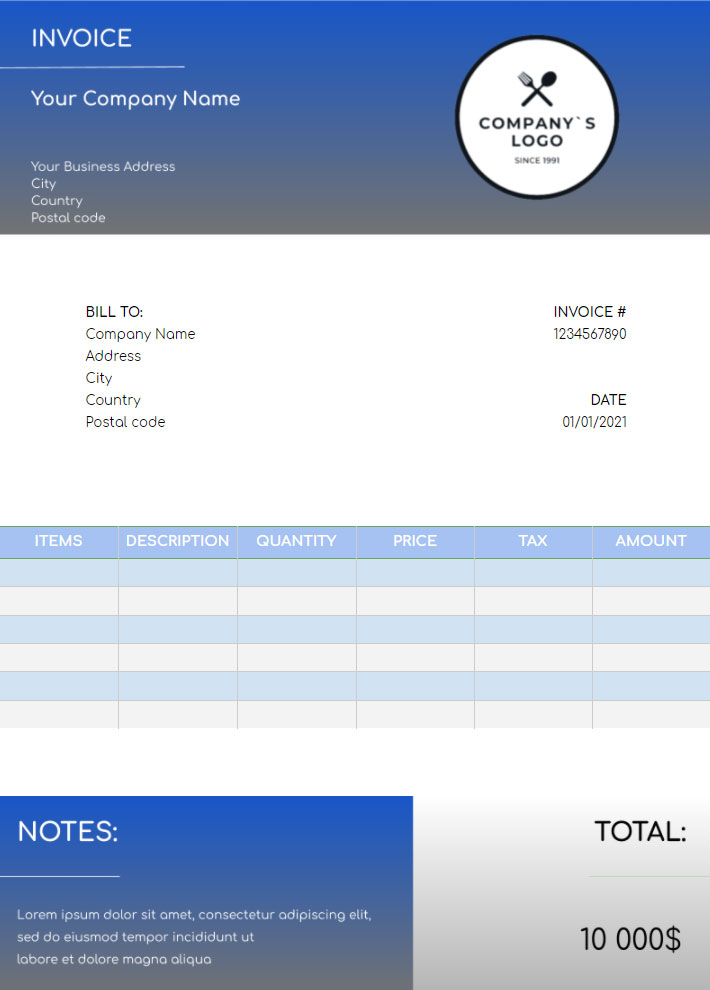 Invoice Template for Companies