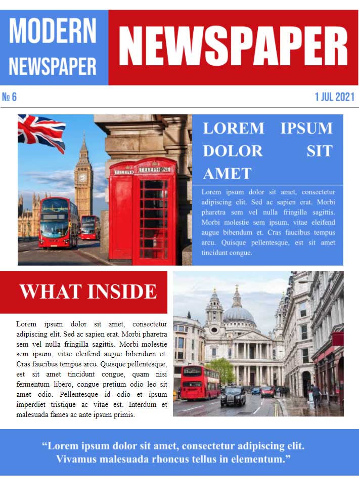 Modern Newspaper Template for Google Docs