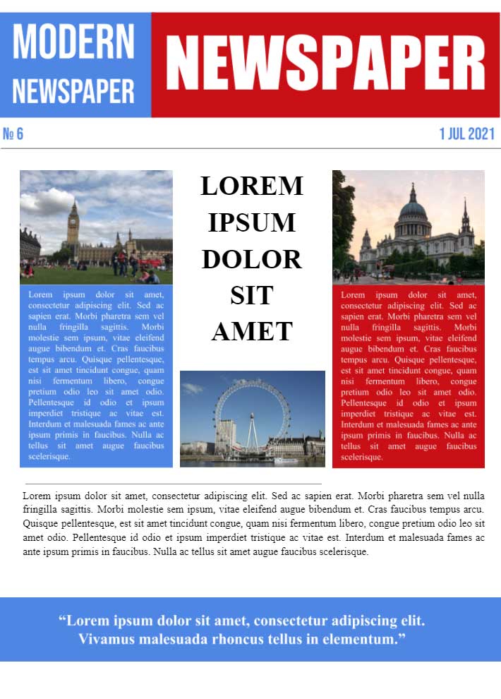 Modern Newspaper Page 2 Template for Google Docs
