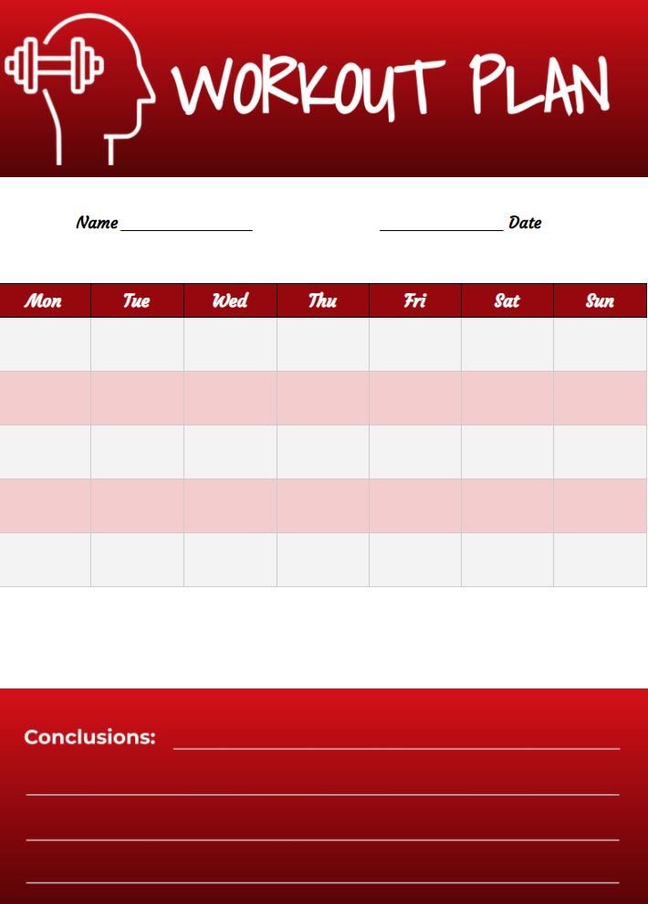 Workout Plan Template for Google Docs