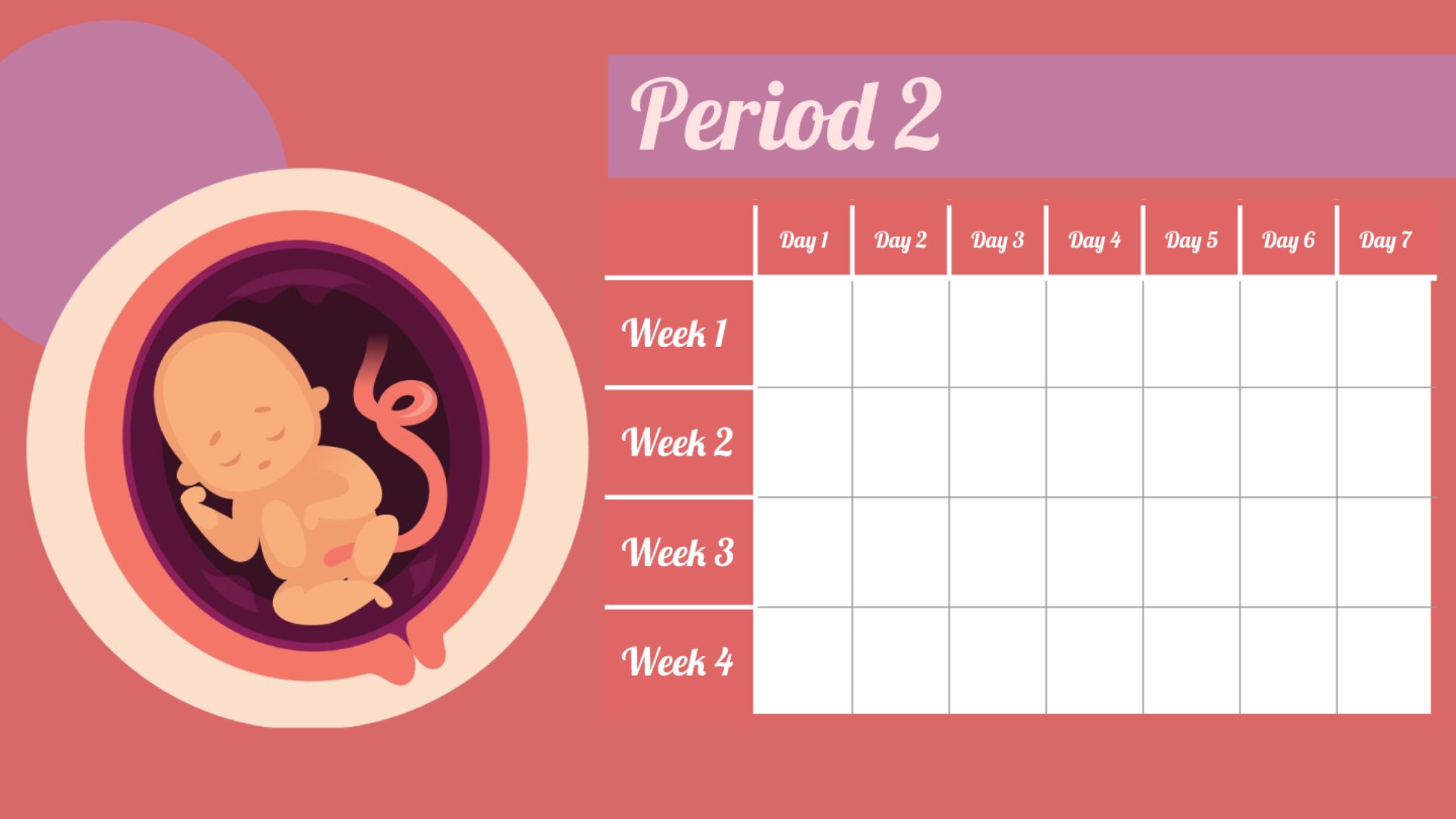 Pregnancy Calendar Period 2 Template for Google Slides