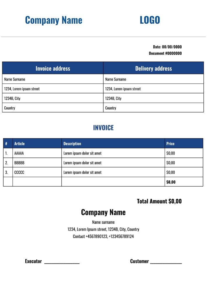 Simple Invoice Template for Google Docs