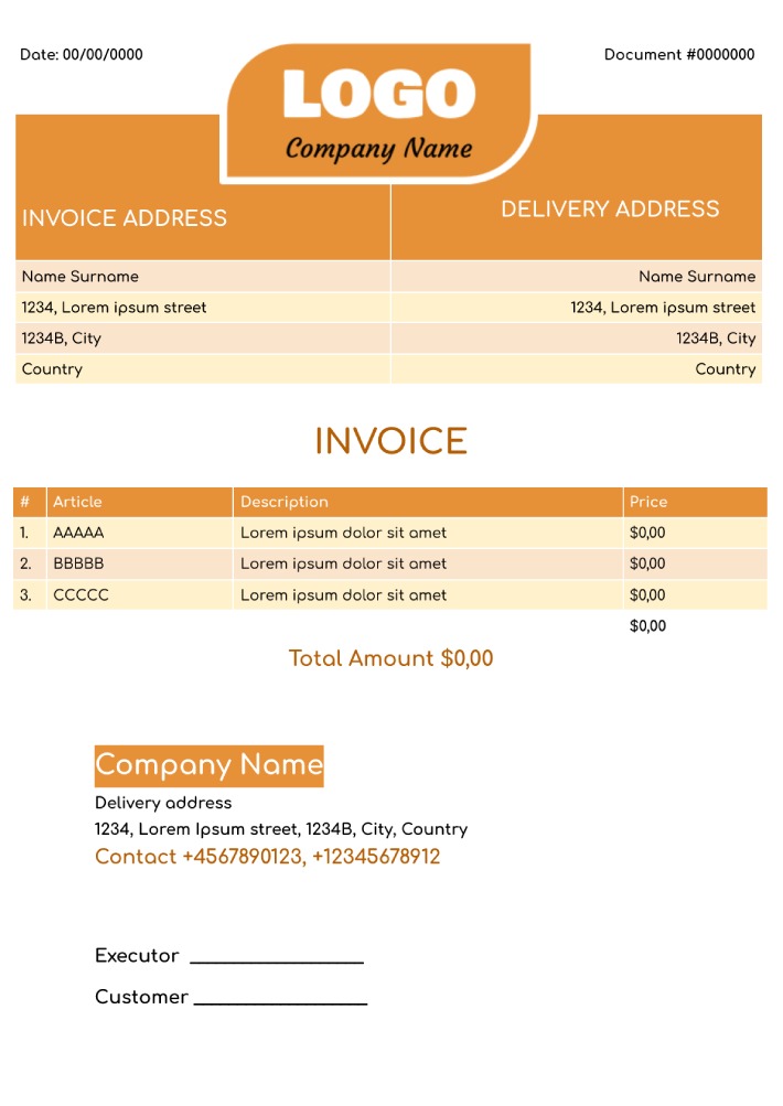 Blank Invoice Template for Google Docs