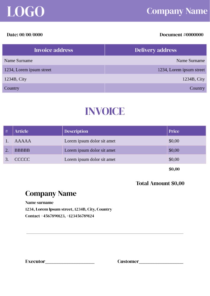 Modern Invoice Template for Google Docs