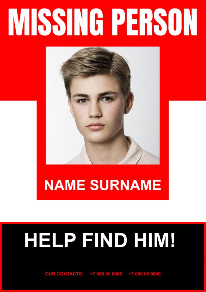 Red Missing Person Template for Google Docs