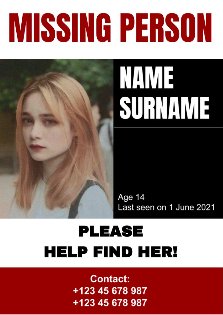 Missing Person Template for Google Docs