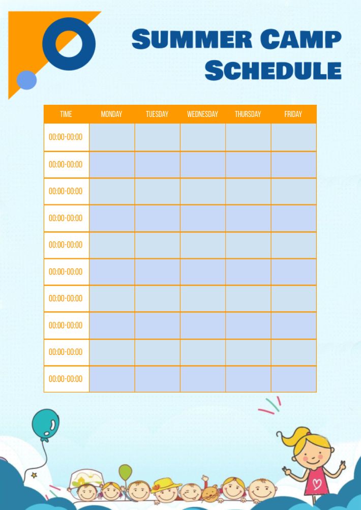 Summer Camp Schedule Template Free Google Docs Template