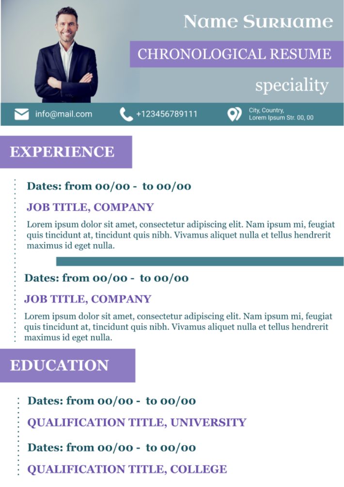 Chronological Resume Template for Google Docs