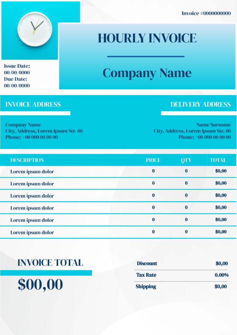 simple invoice template hourly