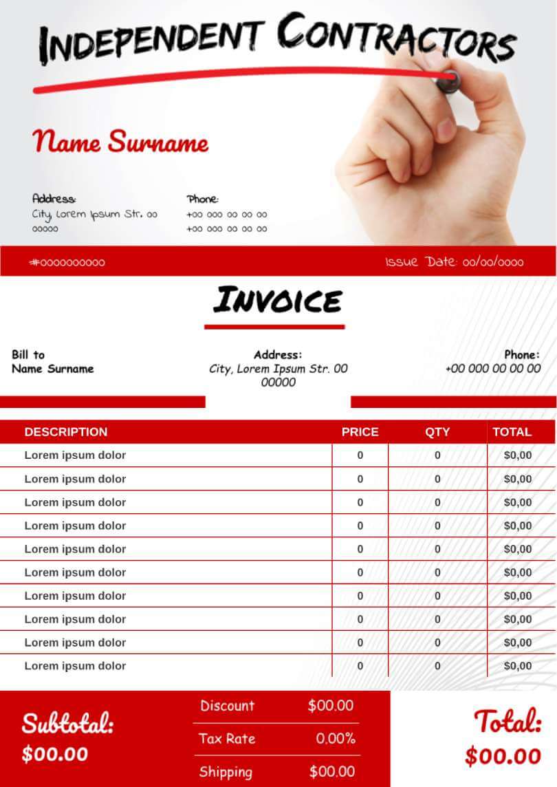 Independent Contractor Invoice Template for Google Docs