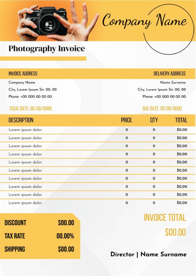 Free Photography Invoice Template For Google Docs