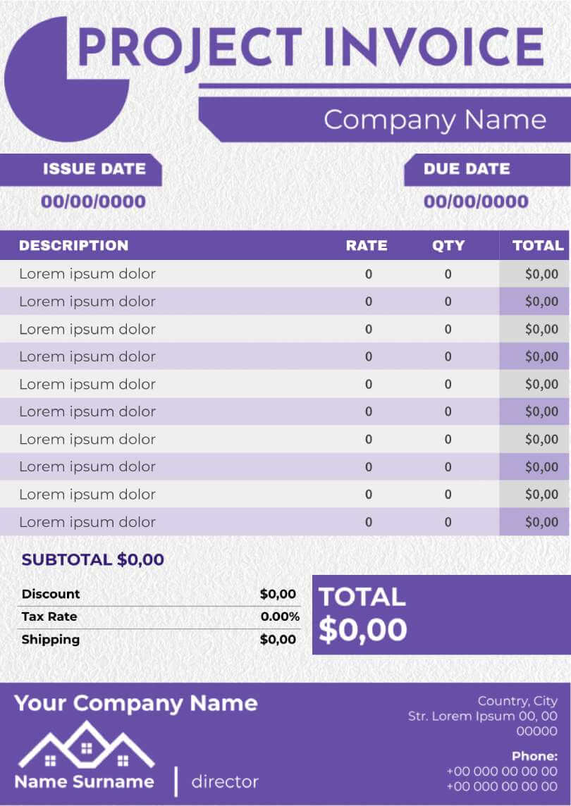 Project invoice Template for Google Docs