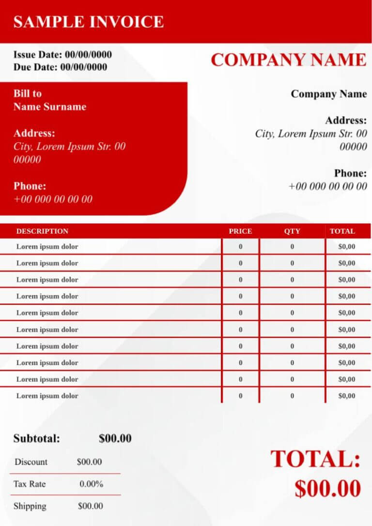 24 invoice templates in google docs format