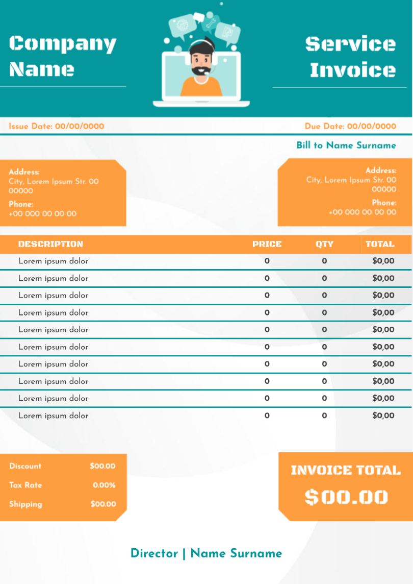 Service Invoice Template for Google Docs