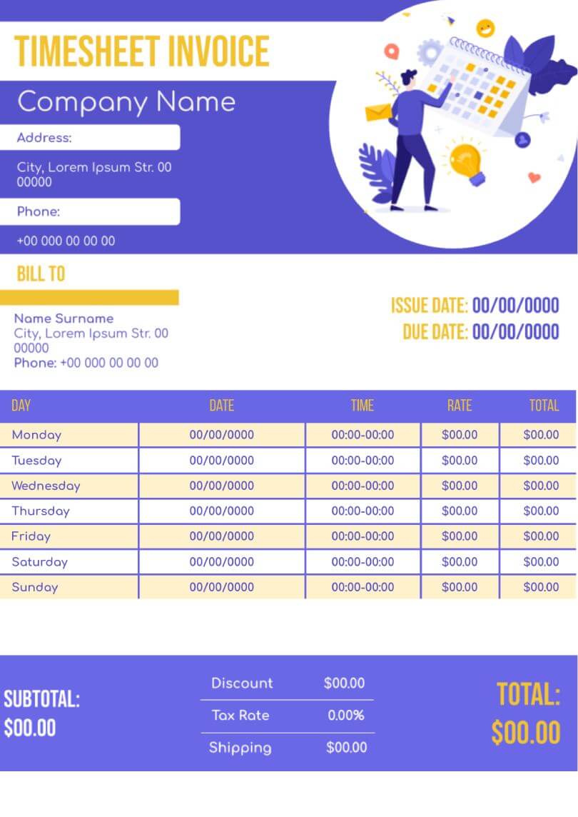 Free Timesheet Invoice Template For Google Docs