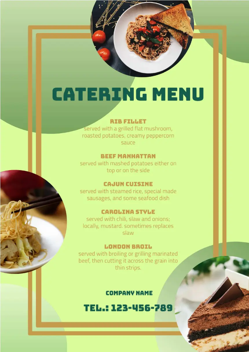 Menu Catering Template for Google Docs