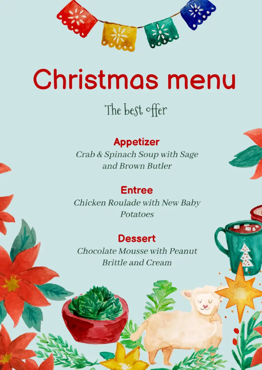 Menu Christmas Template for Google Docs