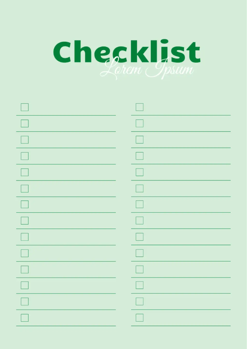 Checklist Template for Google Docs