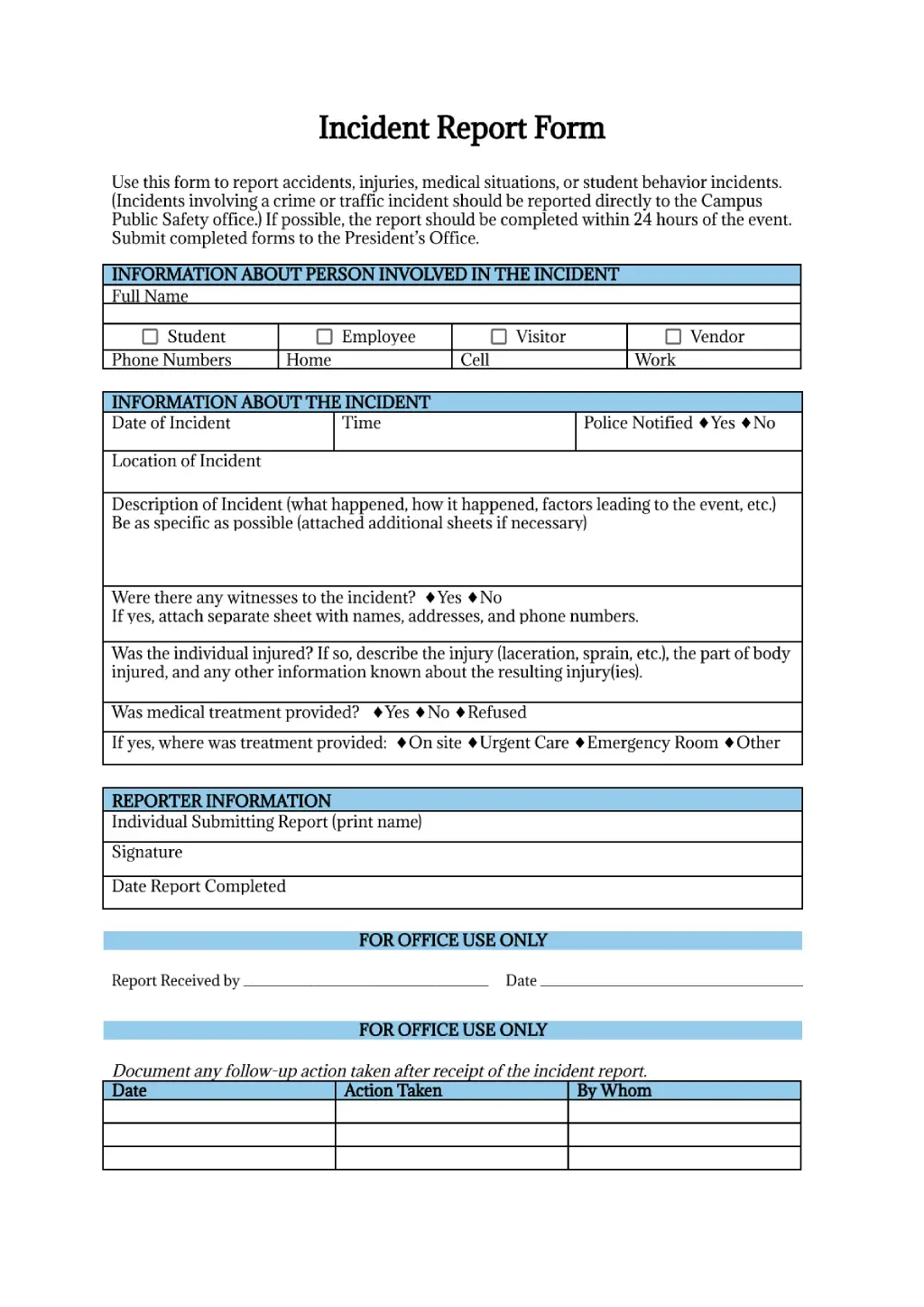 Free Police Report Template For Google Docs