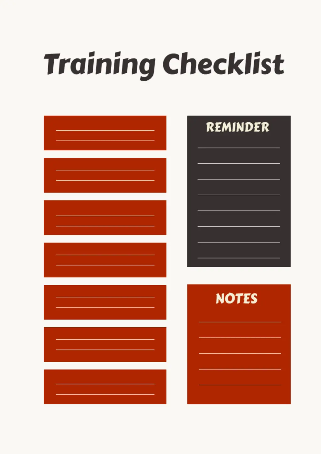 Training Checklist Template