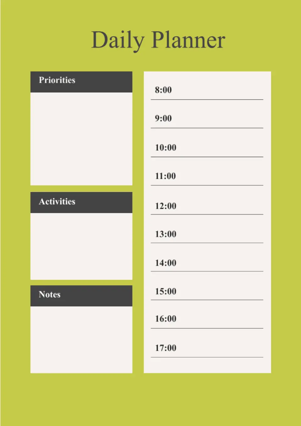Daily Planner Template for Google Docs