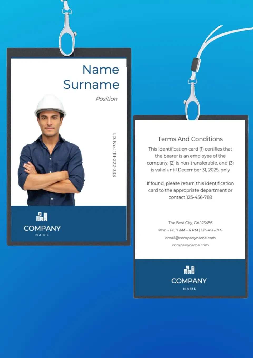 Construction ID Card Template for Google Docs