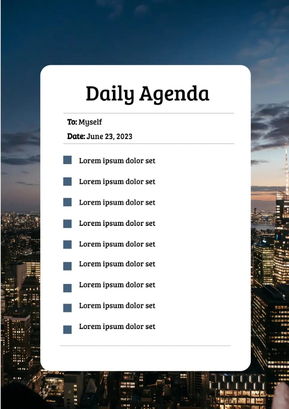 Daily Agenda Template for Google Docs