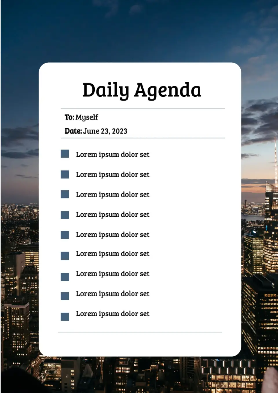 Free Daily Agenda Template For Google Docs