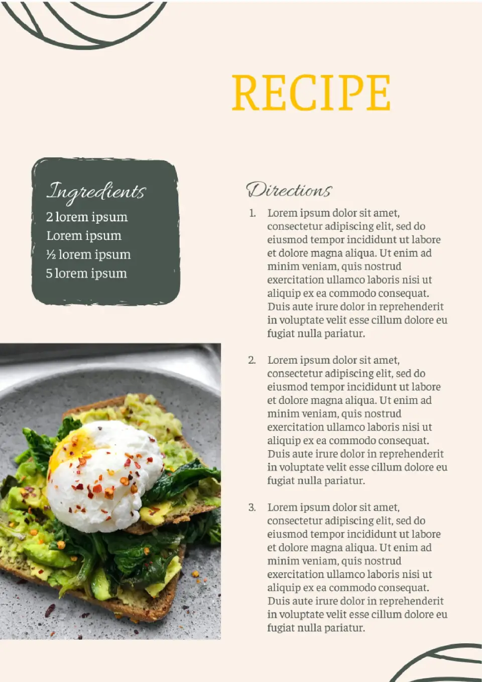 Recipe Book page 2 Template for Google Docs