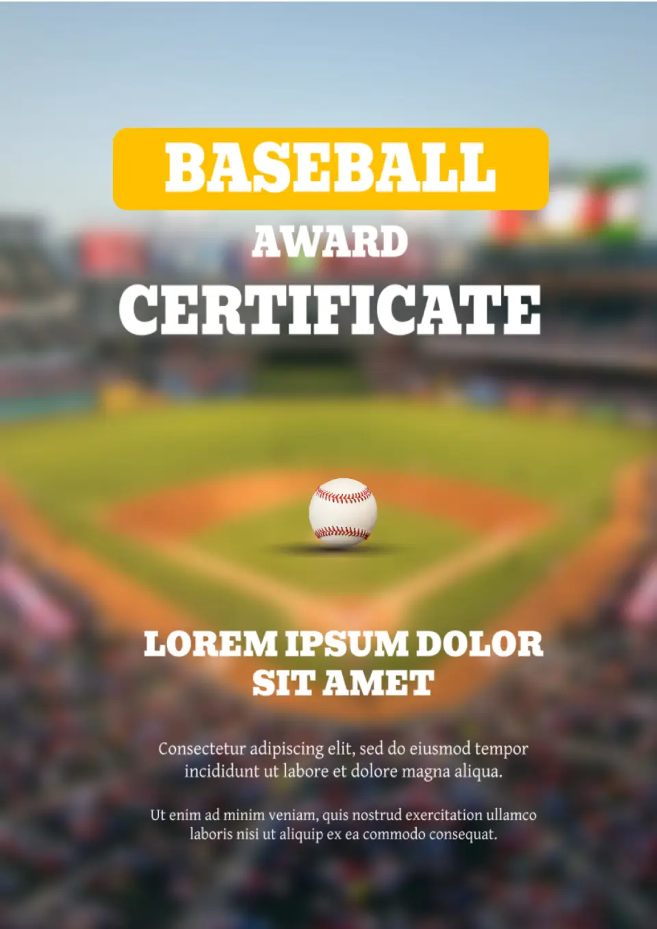 Baseball Award Certificate Template for Google Docs