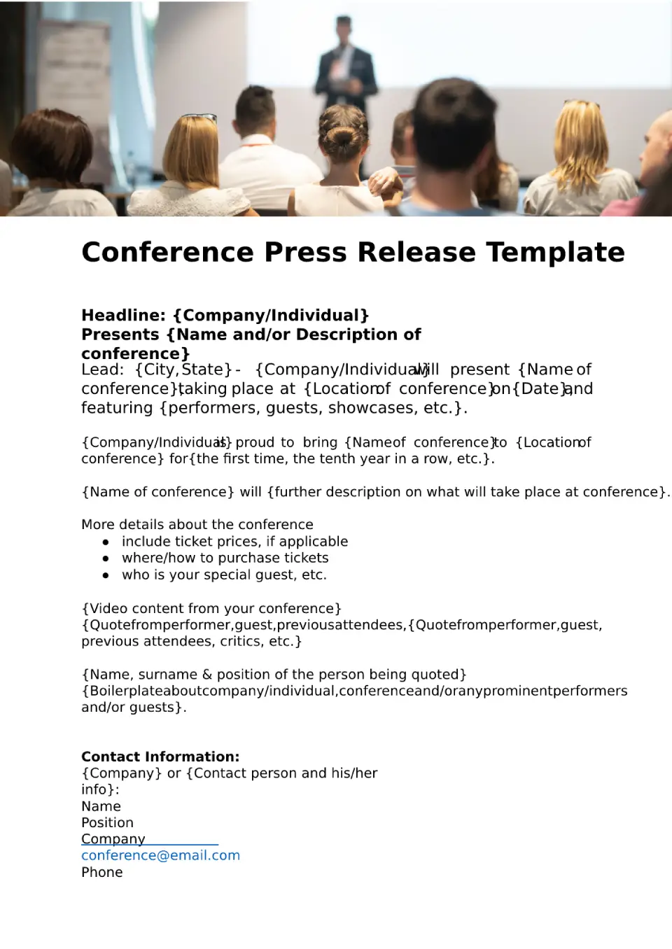 Conference Press Release for Google Docs