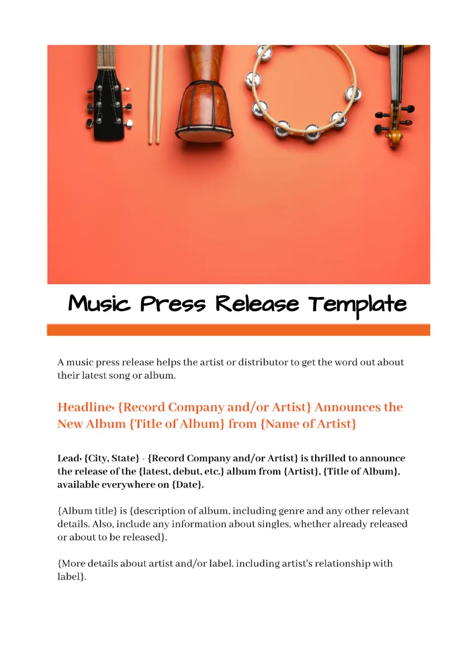 Music Press Release for Google Docs