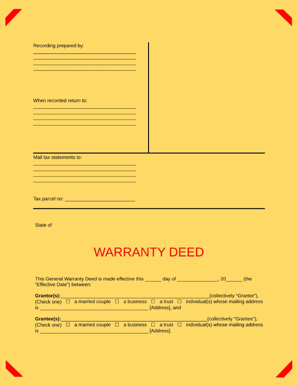 Warranty Deed Template for Google Docs