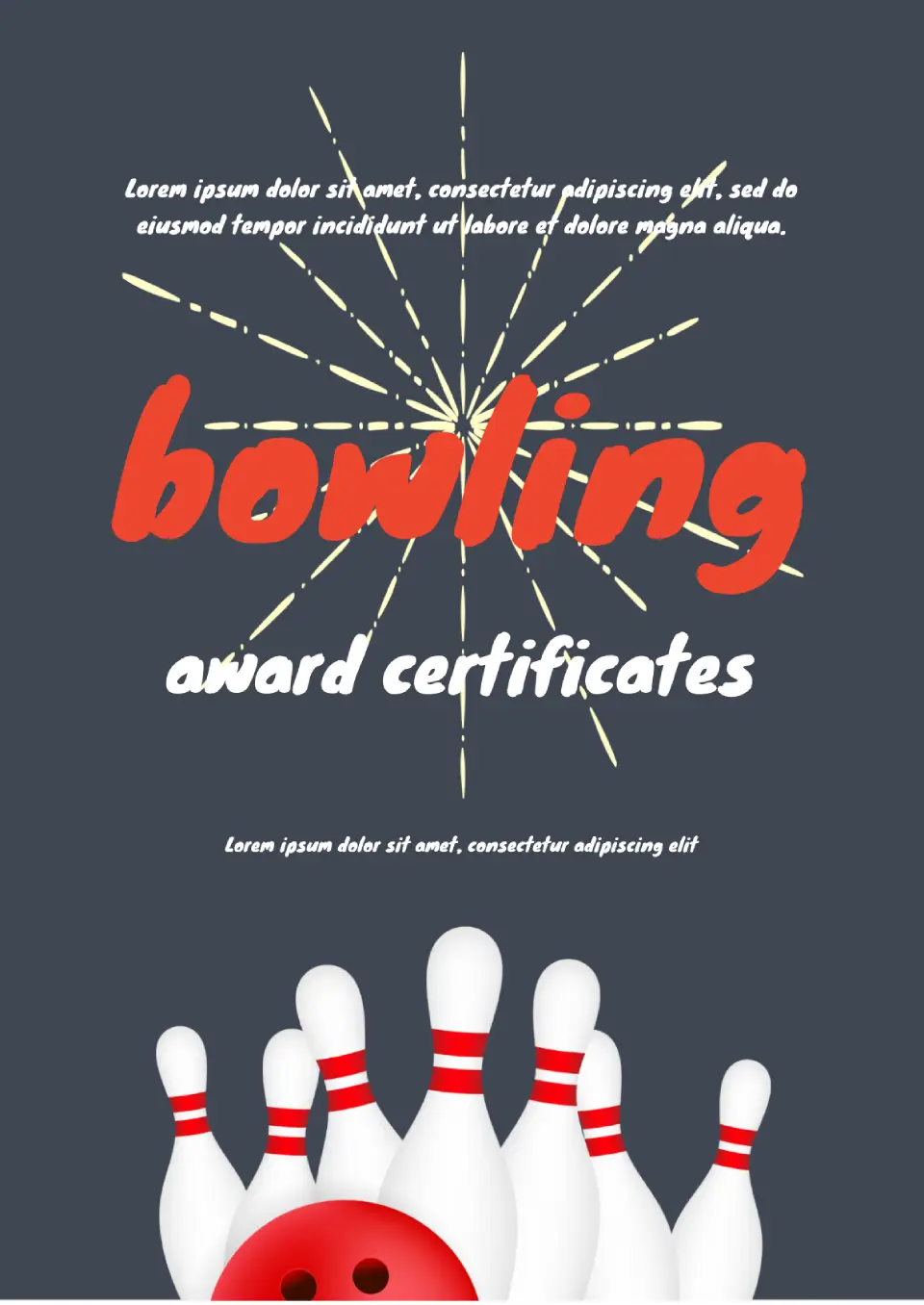 Bowling Award Certificate Template for Google Docs