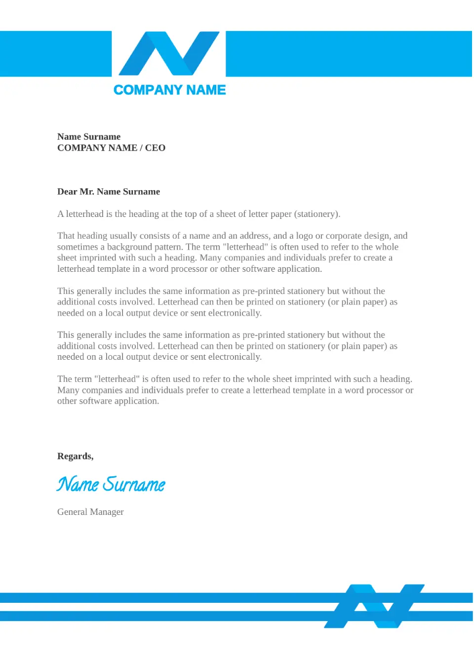 Business Letter Template for Gogole Docs
