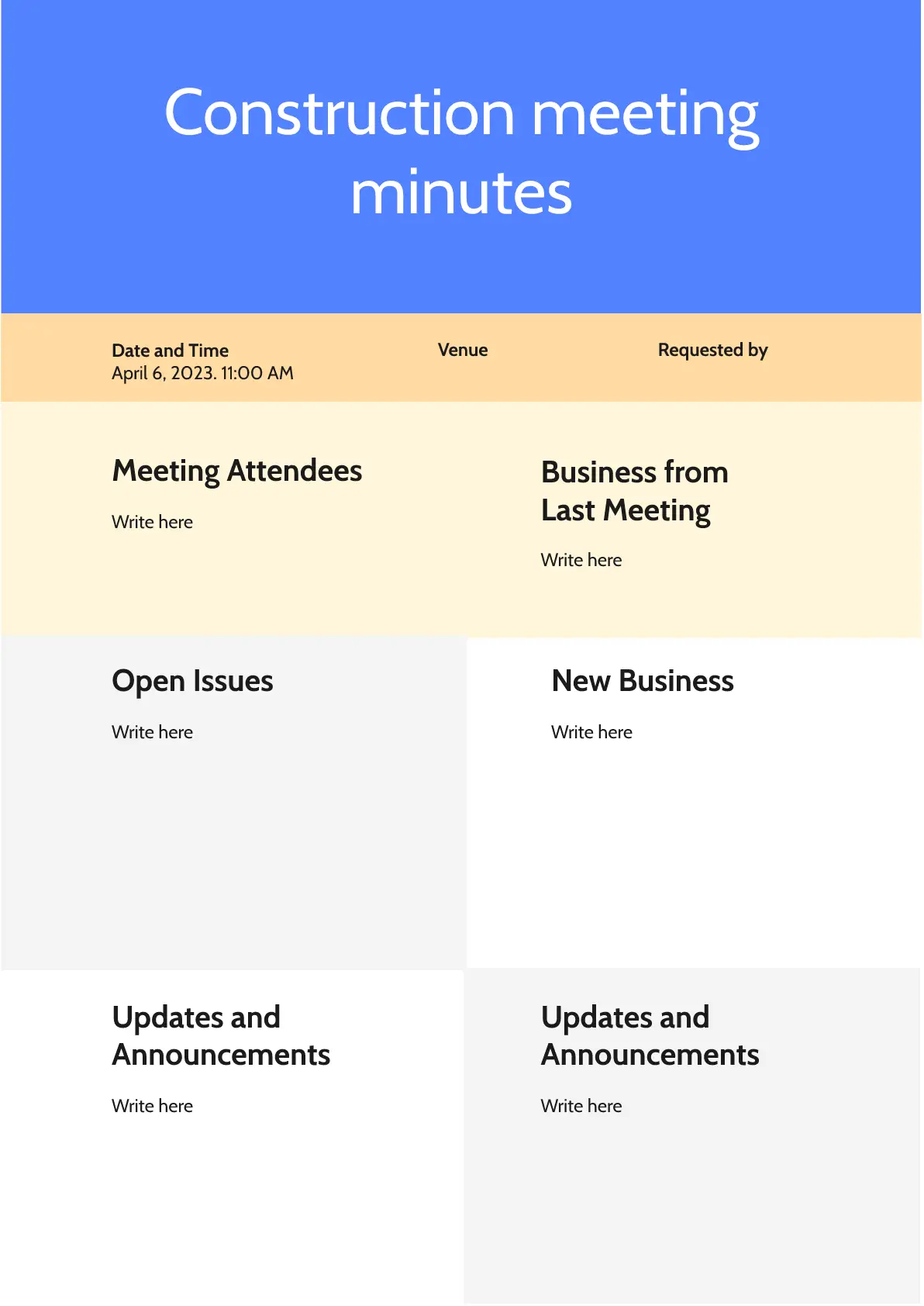 Construction Meeting Template for Google Docs