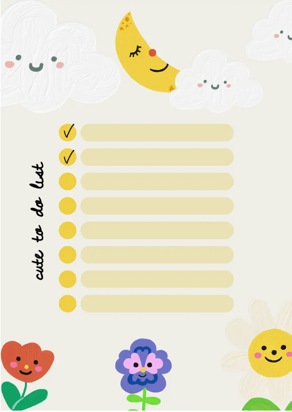 Cute To Do List Template for Google Docs