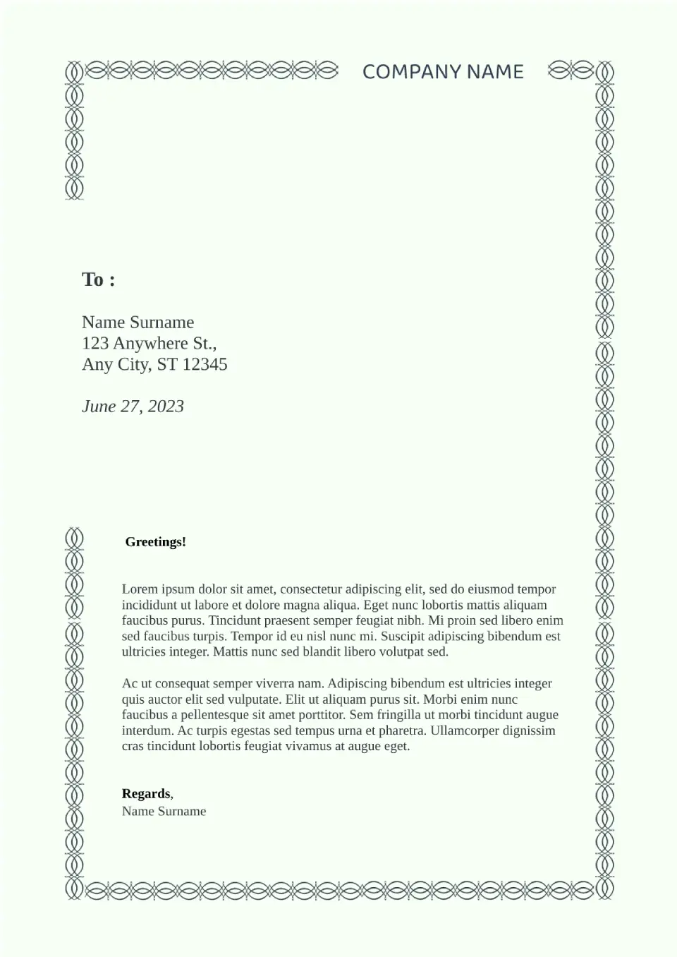 Letter Template For Google Docs Printable
