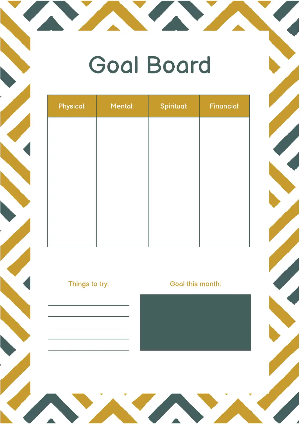 Goal Board Template for Google Docs