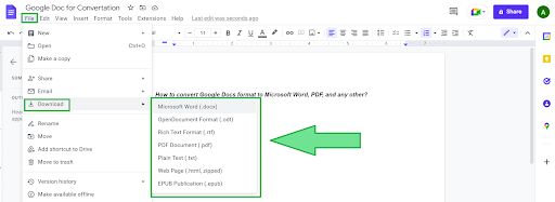 How to convert Google Docs - step 1