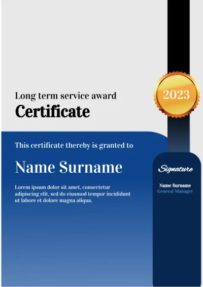 Long Term Service Award Certificate Template