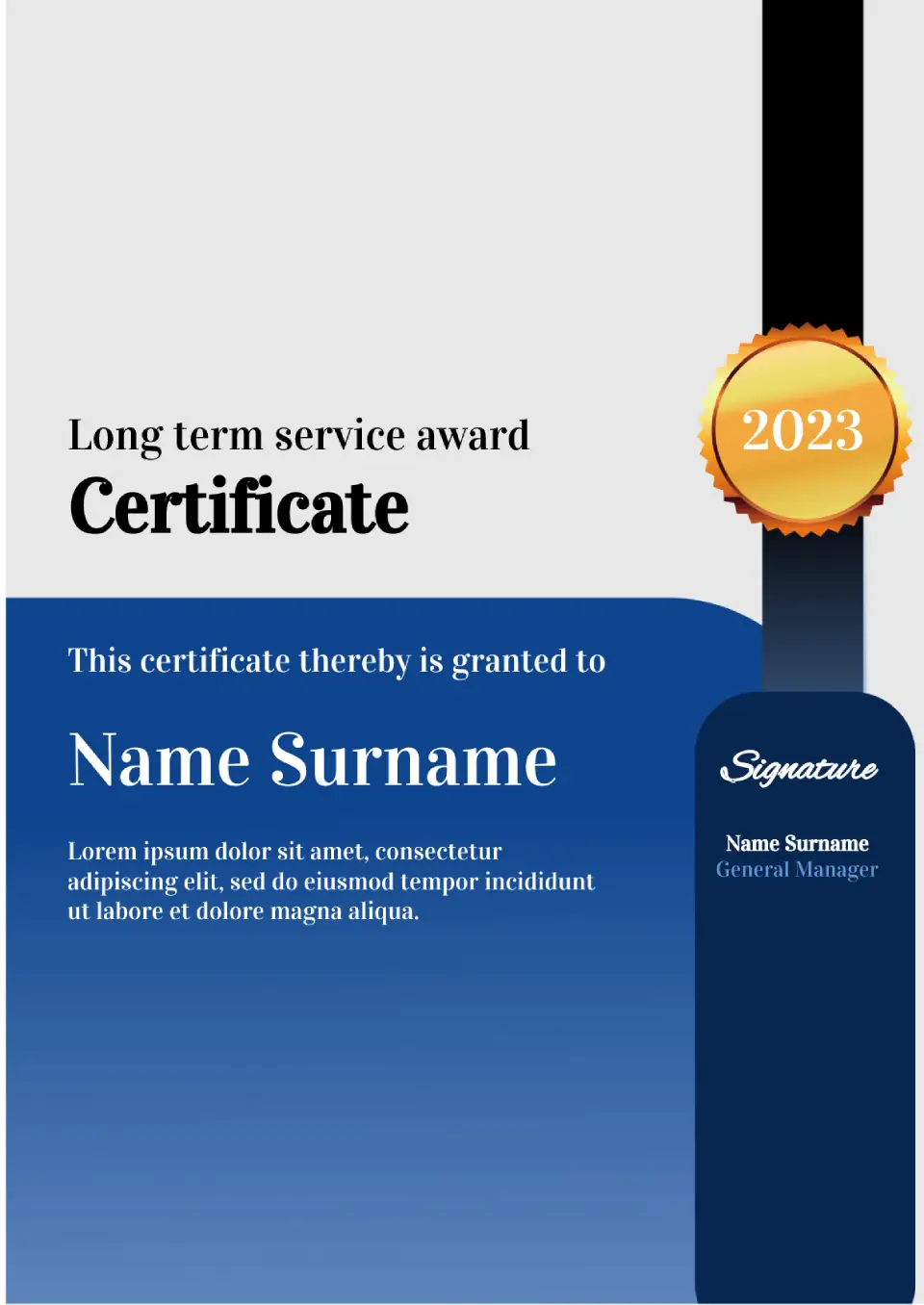 Long Term Service Award Certificate for Google Docs