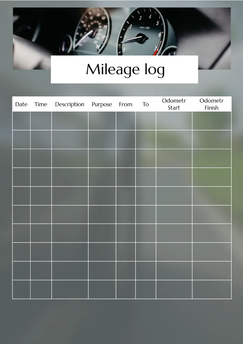 Mileage Log Template for Google Docs