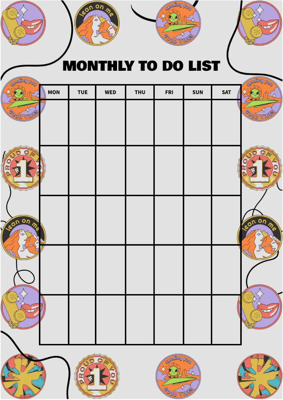 Monthly To Do List Template for Google Docs