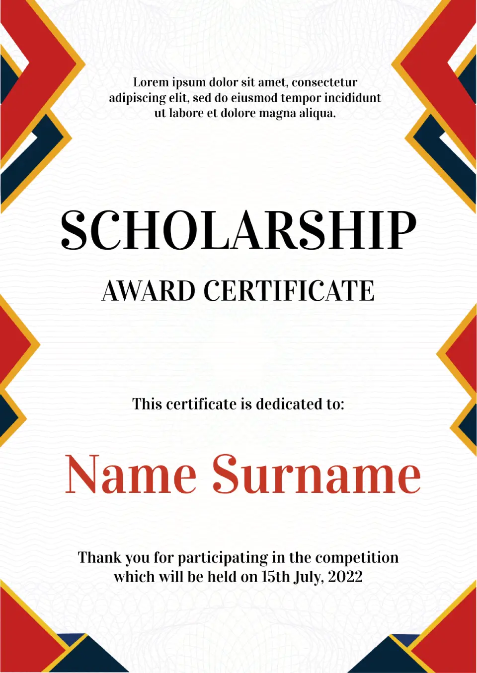 Scholarship Award Certificate for Google Docs