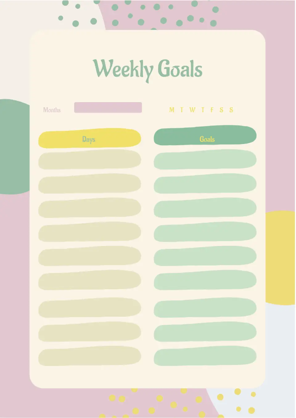Weekly Goals Template for Google Docs