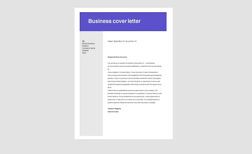 Business Cover Letter Template