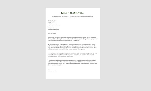 Elegant Template for Cover Letters