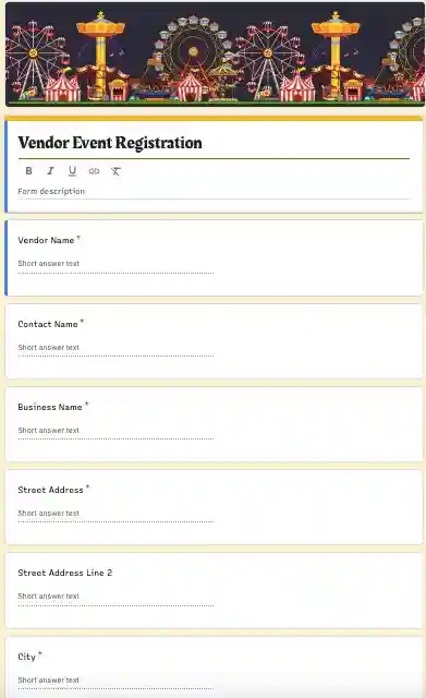 Vendor Event Registration