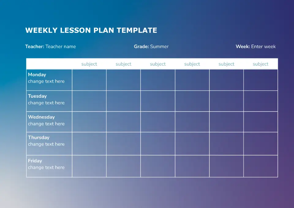 Weekly Lesson Plan